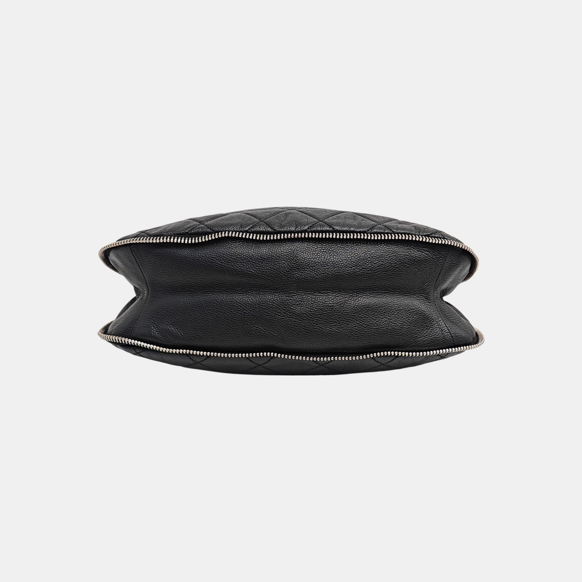 Quilted Grained Calfskin Tote Bag Black