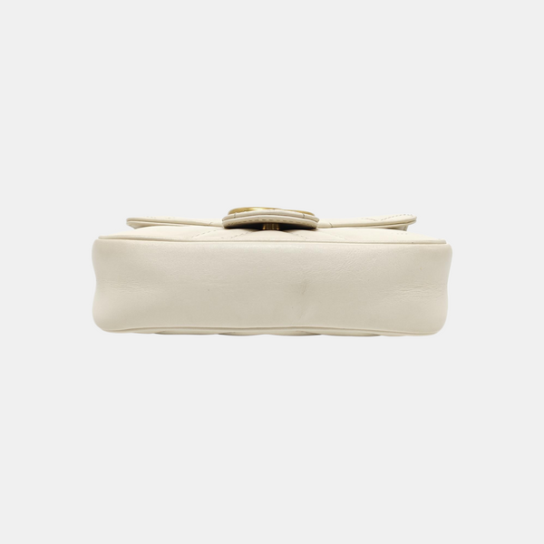 GG Marmont Mini Quilted Calfskin White