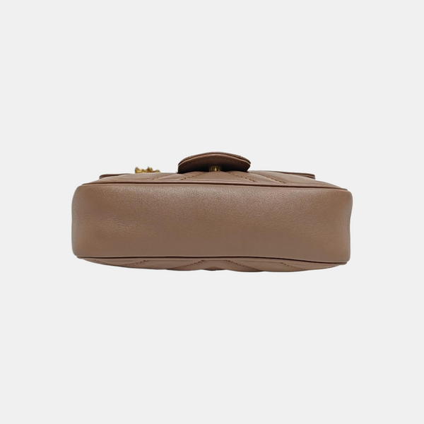 GG Marmont Mini Quilted Calfskin Beige