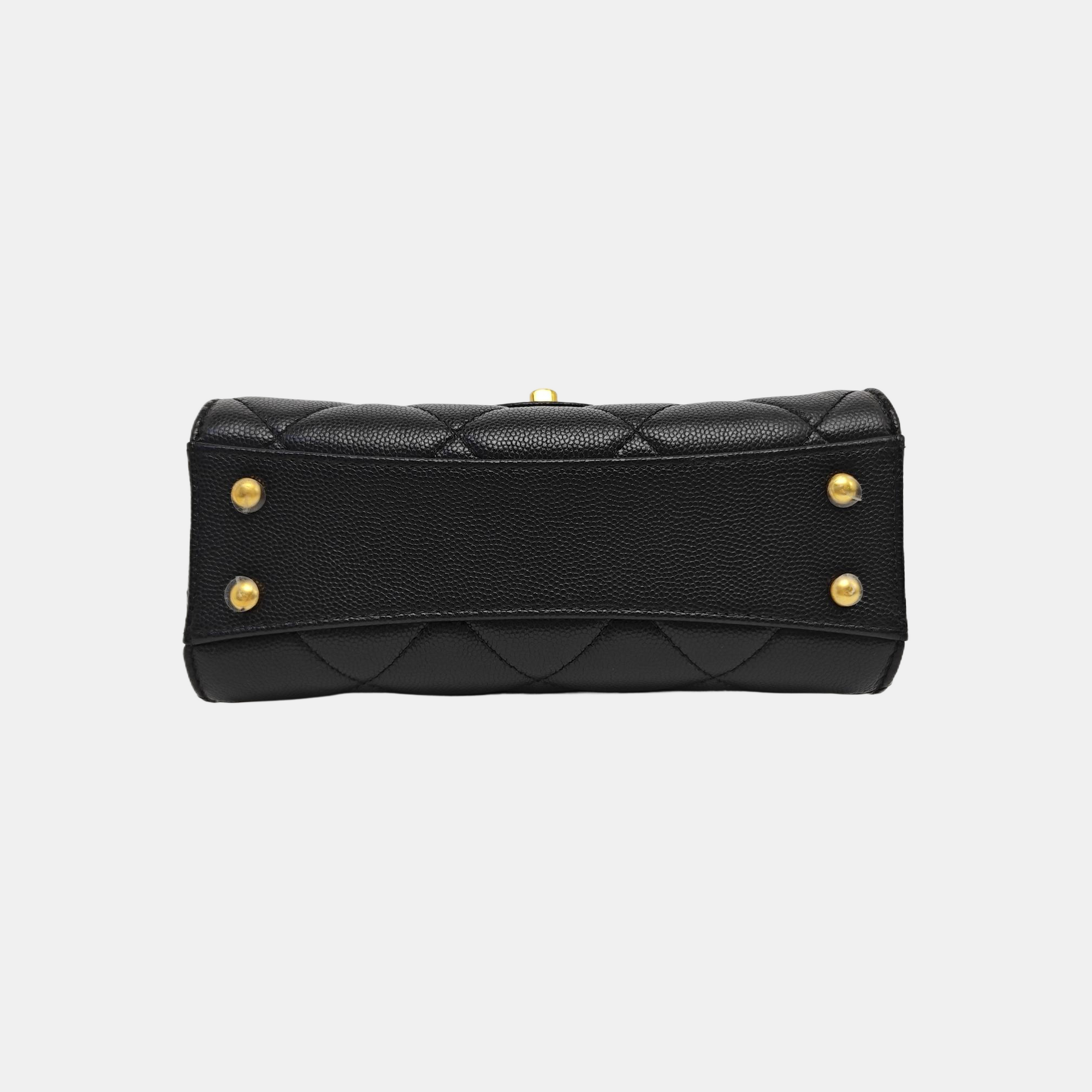 24A Quilted Grained Calfskin Black