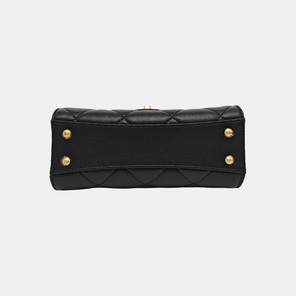 24A Quilted Grained Calfskin Black