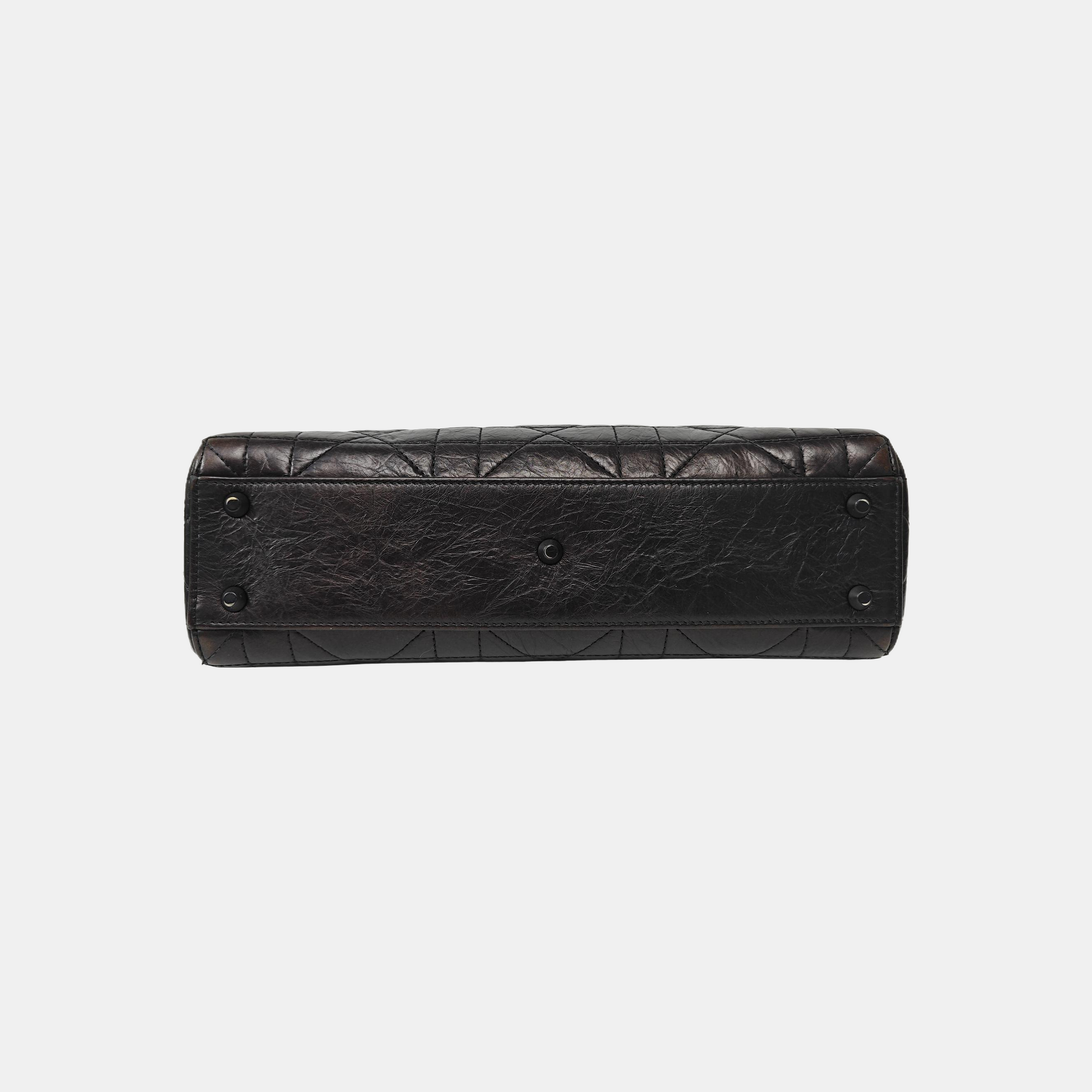 Lady D-Joy Medium Cannage Calfskin Black