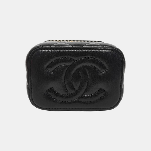 VANITY CASE Mini Quilted Lambskin Black