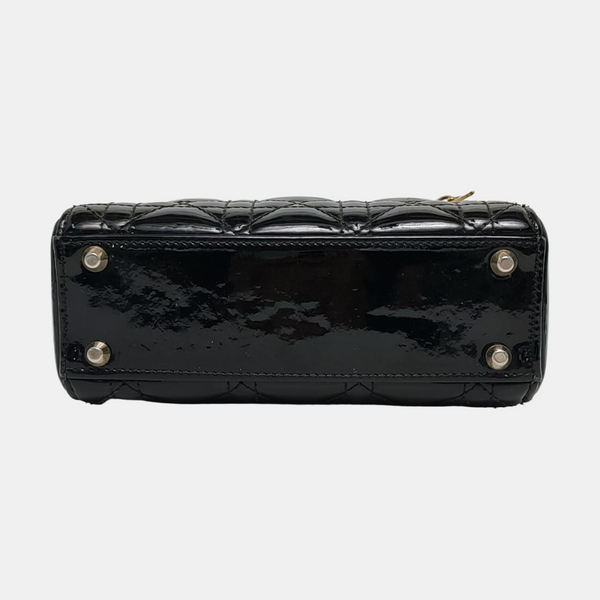 Lady Dior Mini Quilted Patent Leather Black