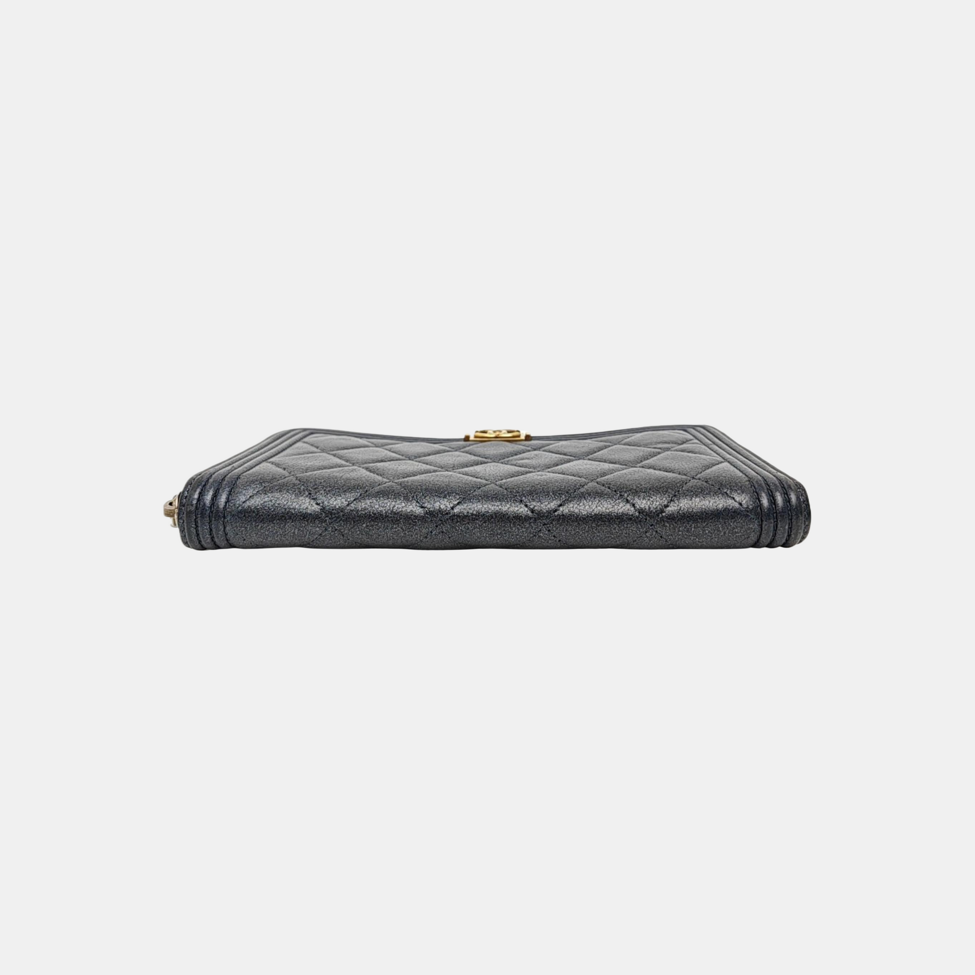 BOY CHANEL Mini Quilted Calfskin Blue Wallet