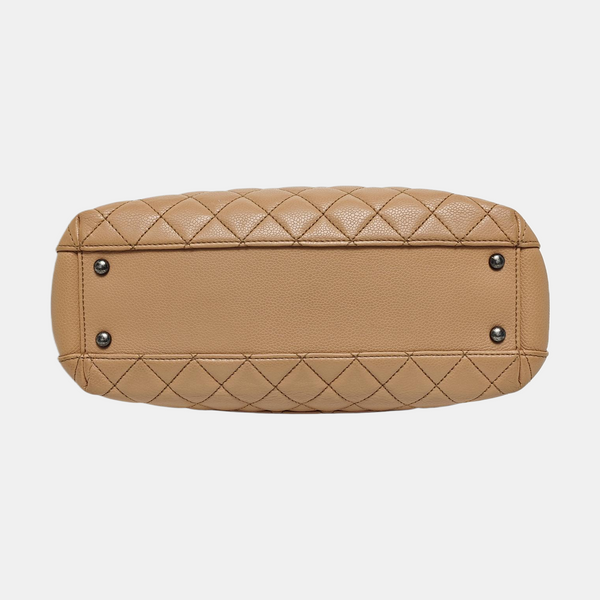 SHIVA Quilted Grained Calfskin Beige