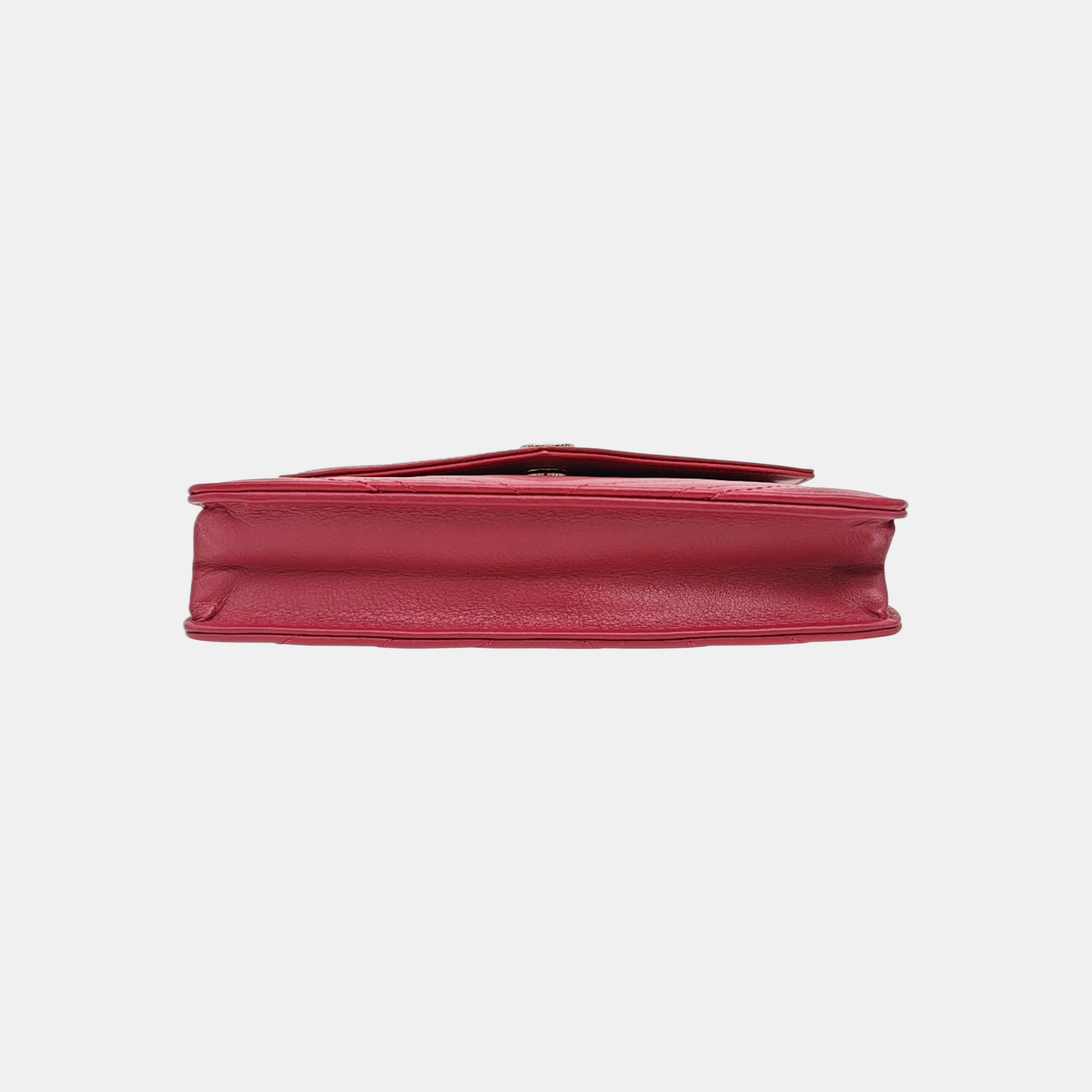 Chevron Calfskin Crossbody Bag Red