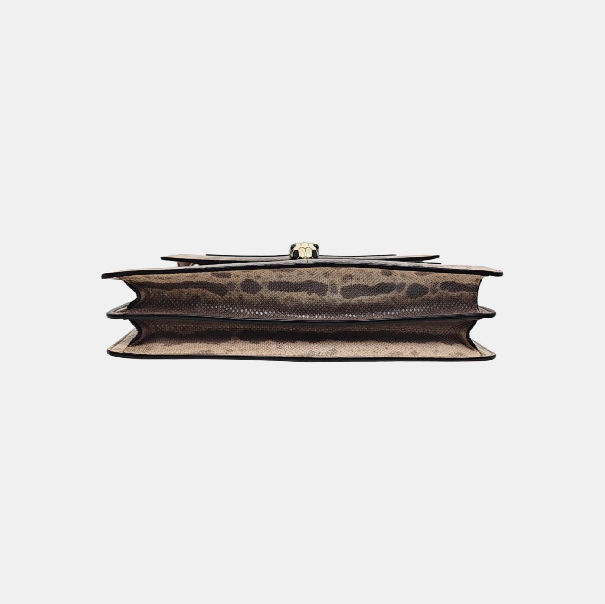 SERPENTI FOREVER Medium Quilted Python Beige