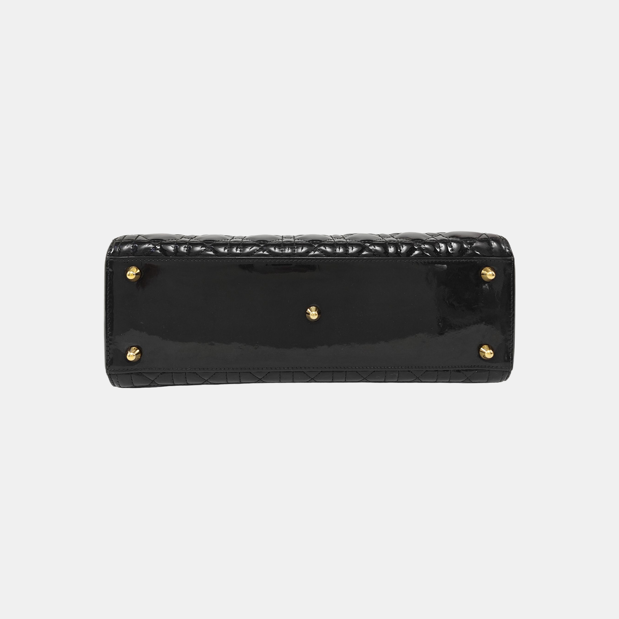 Lady Dior Large Patent Leather Black