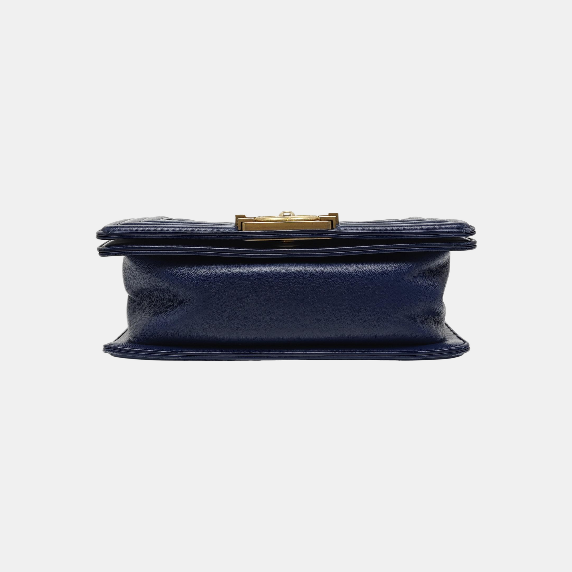 BOY CHANEL Small Quilted Lambskin Blue