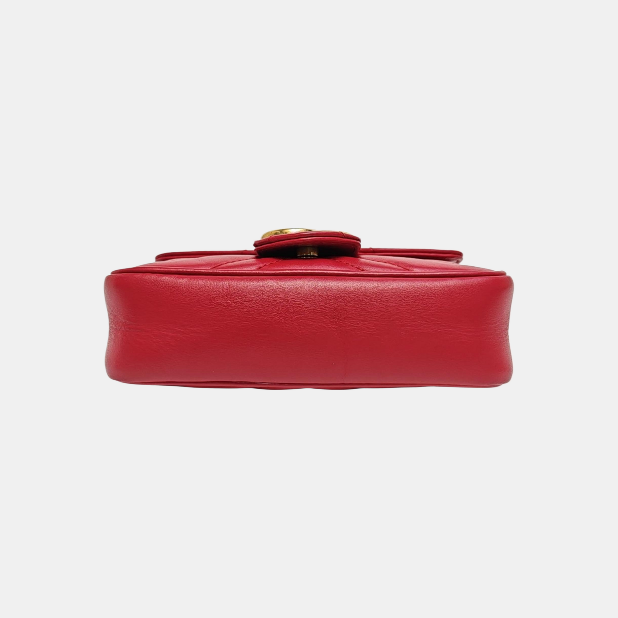 GG Marmont Mini Piel de Becerro Matelaseada Roja