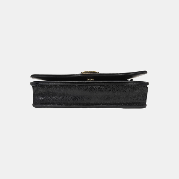 BOY CHANEL Mini Quilted Grained Calfskin Black