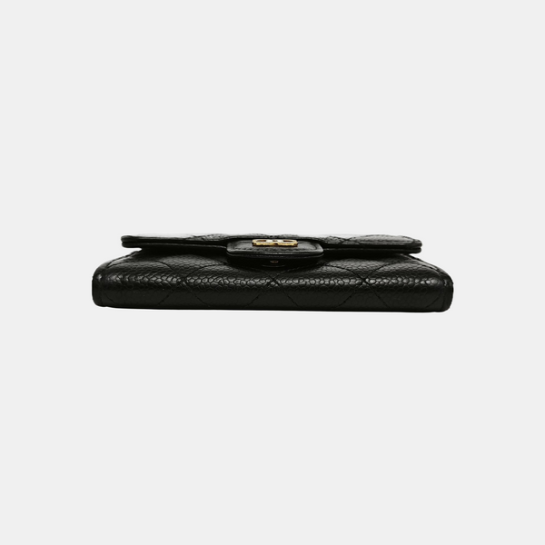 CLASSIC FLAP Quilted Grained Calfskin Black Card Holder