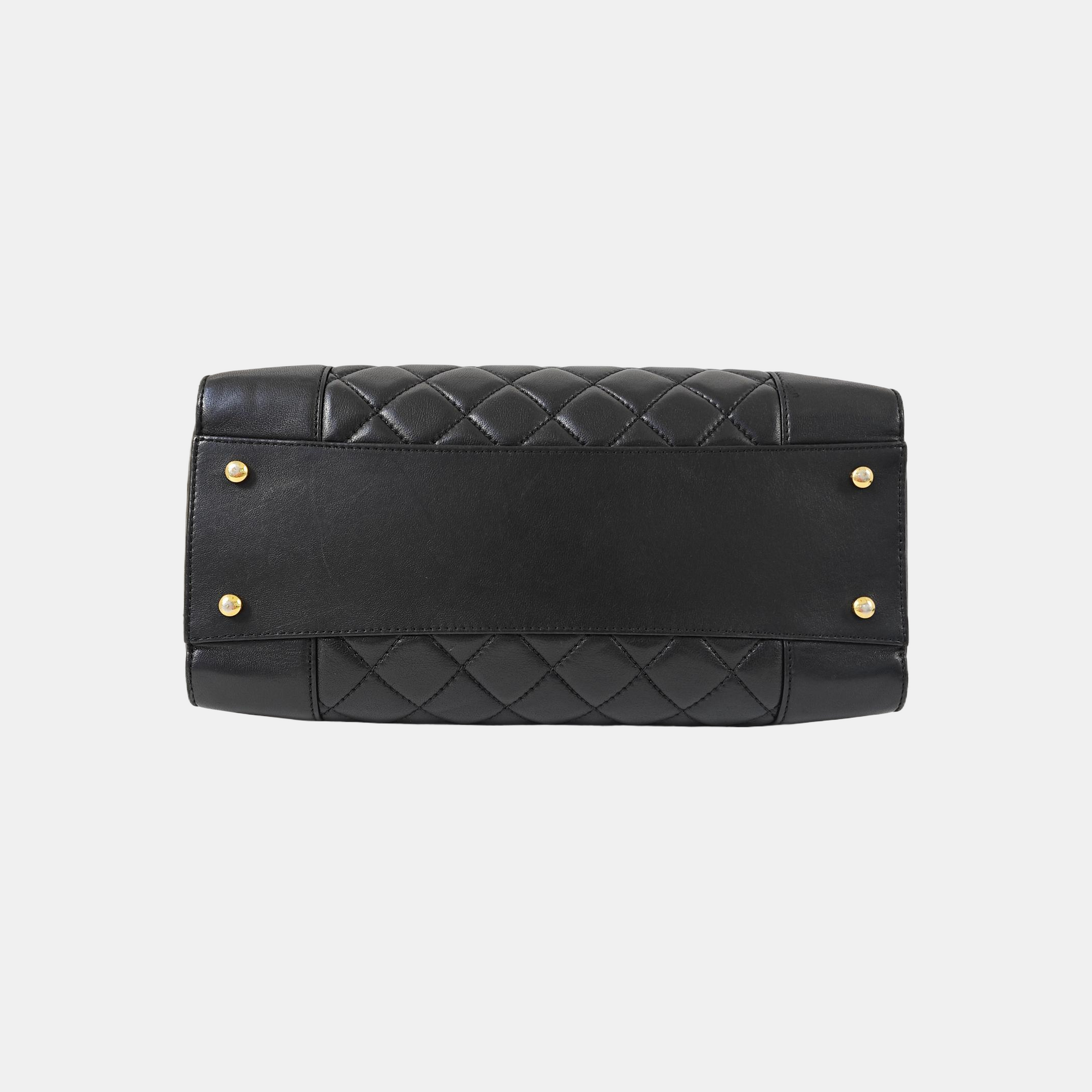 Quilted Lambskin Tote Bag Black