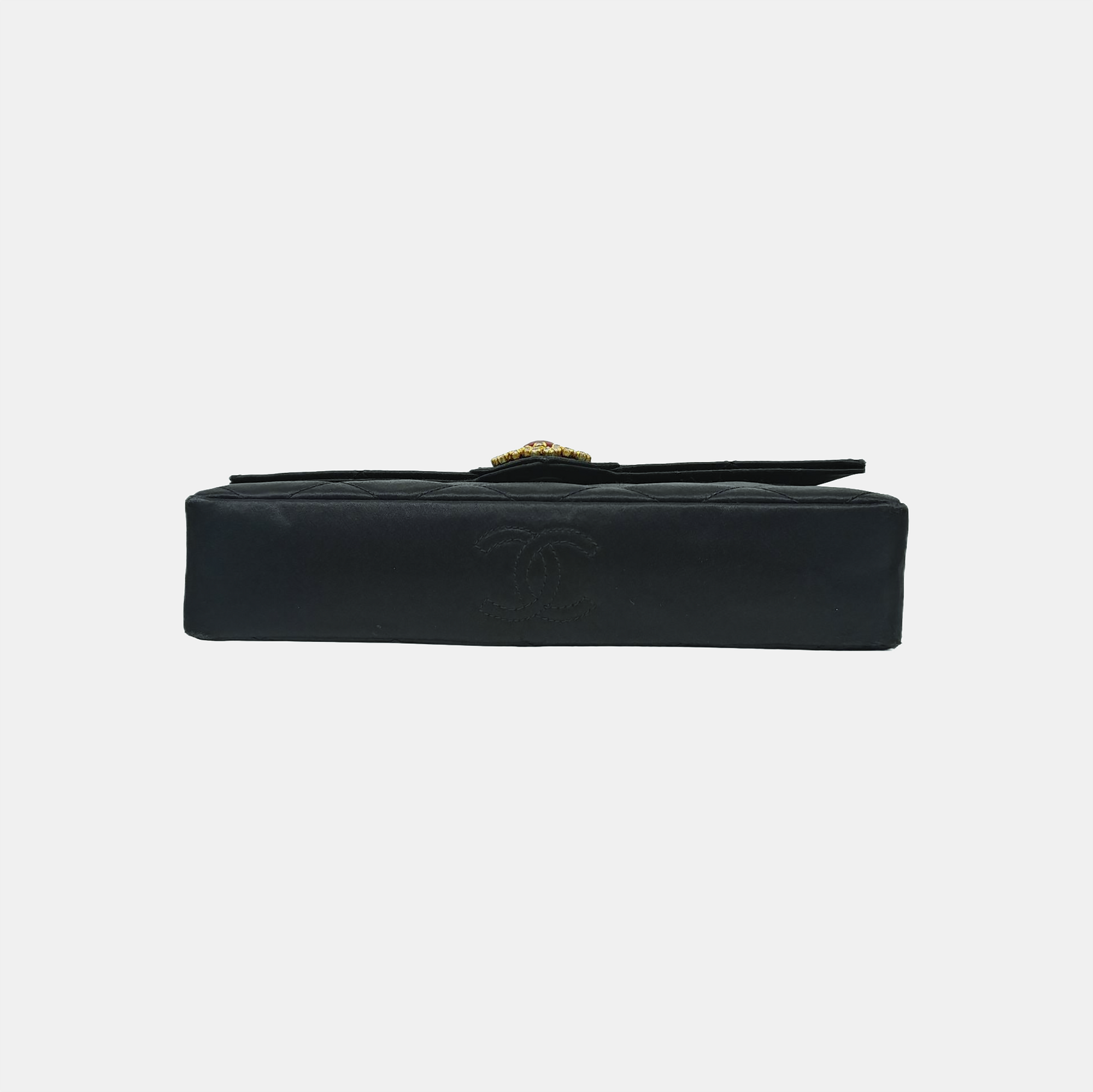 Quilted Silk Satin Shoulder Bag Green