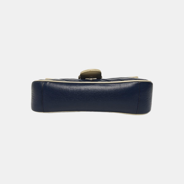 GG Marmont Medium Quilted Calfskin Blue
