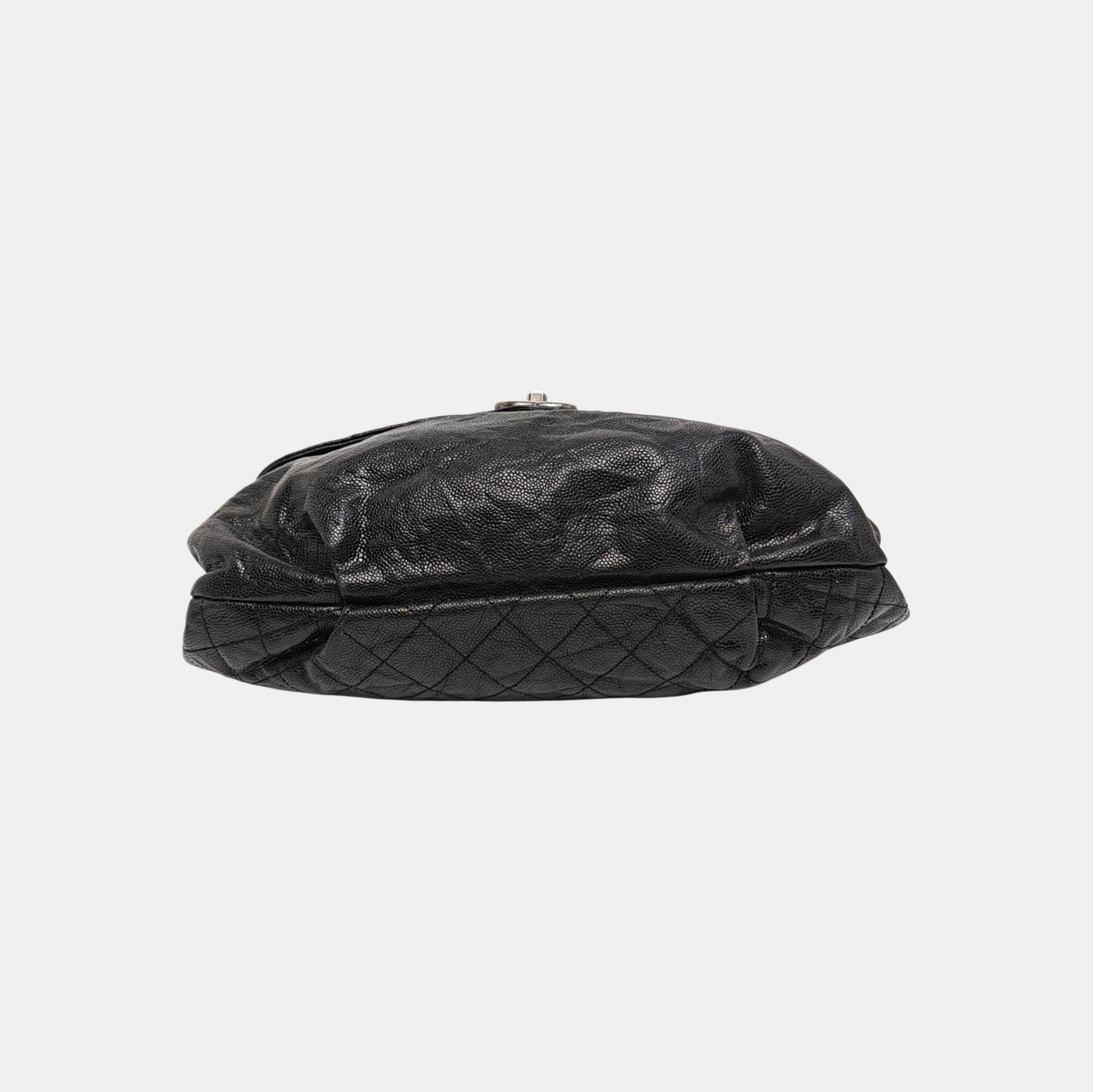 Quilted Grained Calfskin Shoulder Bag Black
