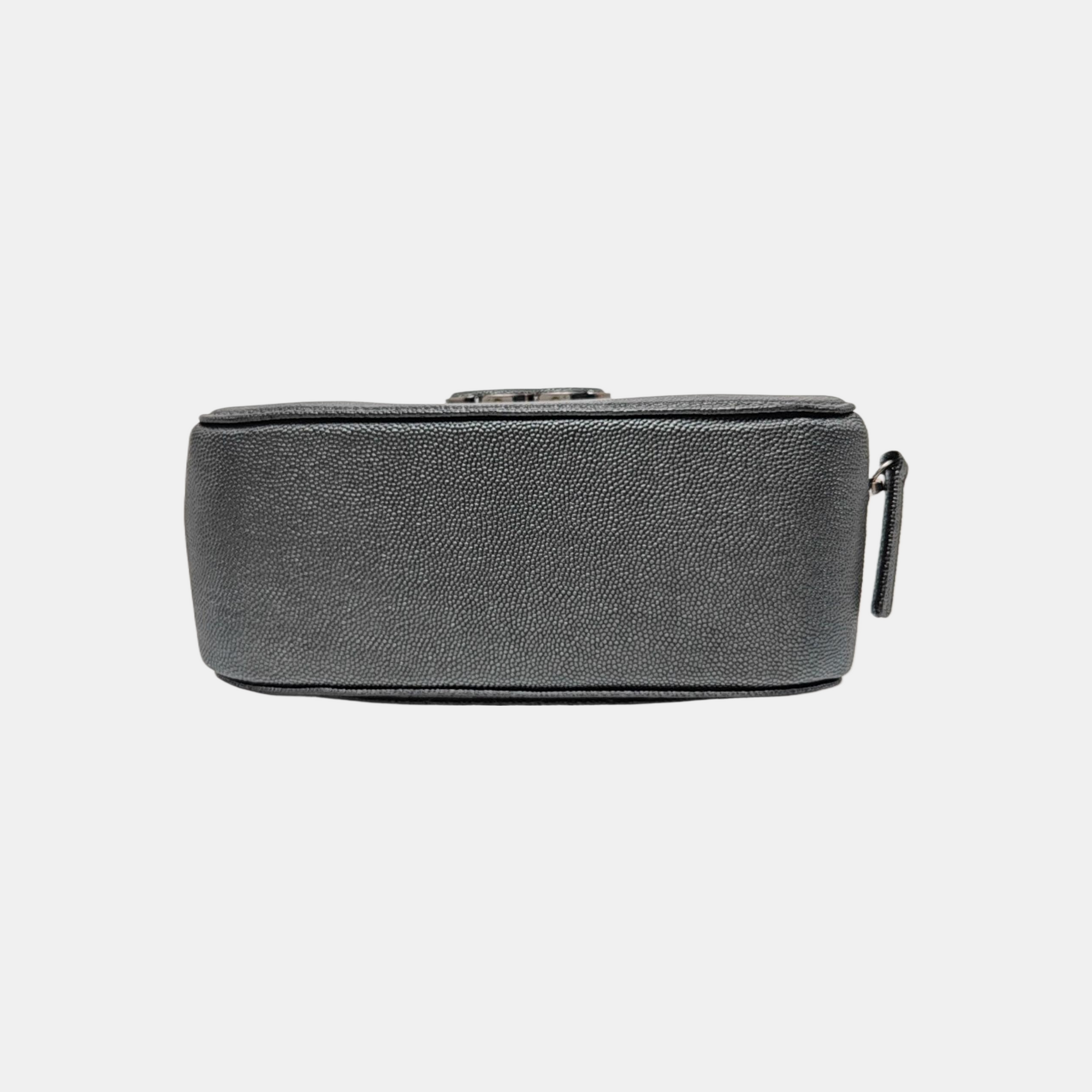 Quilted Grained Calfskin Shoulder Bag Gray