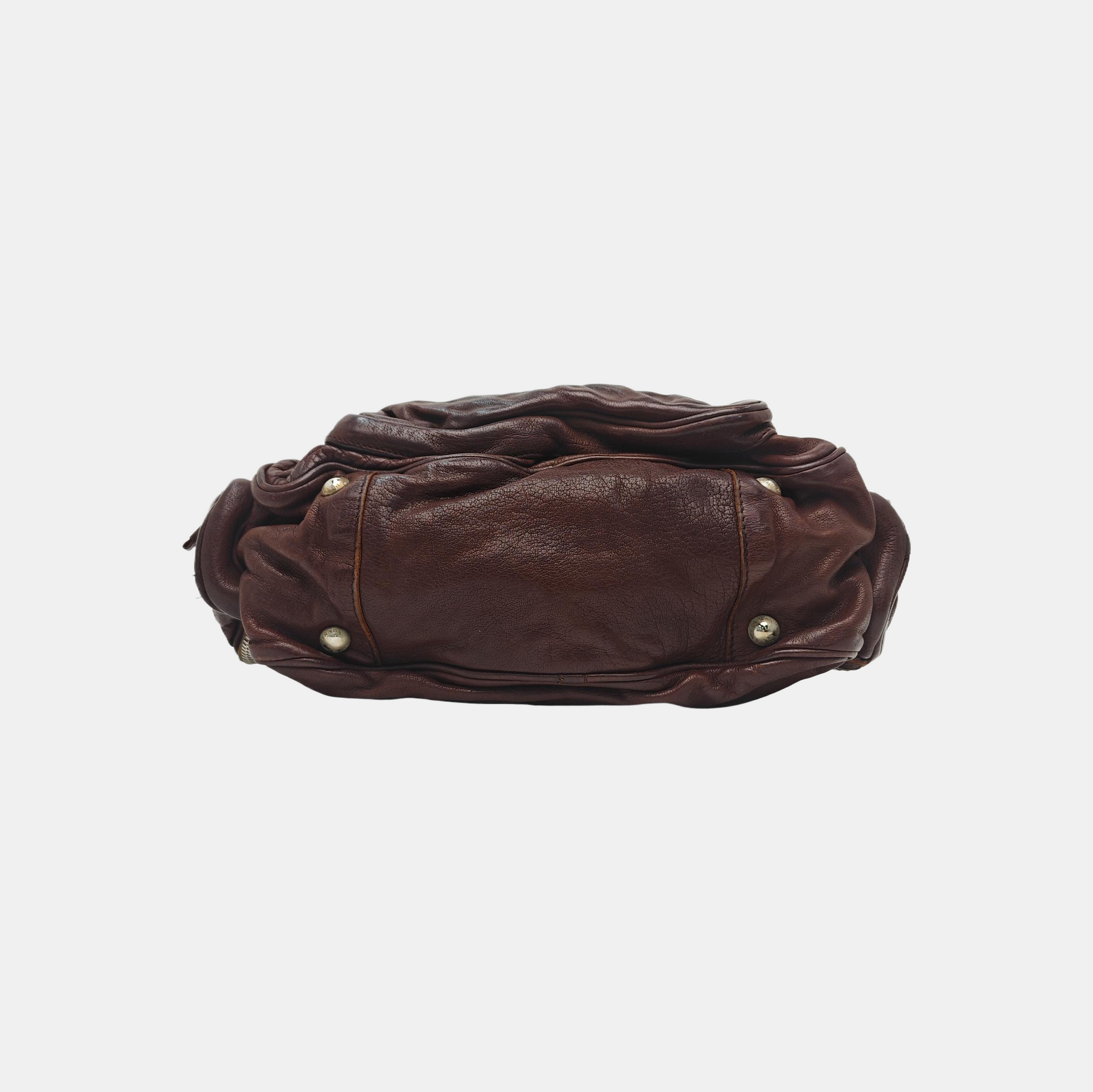 Calfskin Top Handle Bag Brown