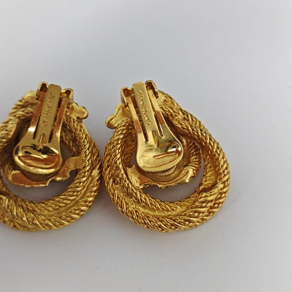 Twist Round Metal Gold Clip On Earrings