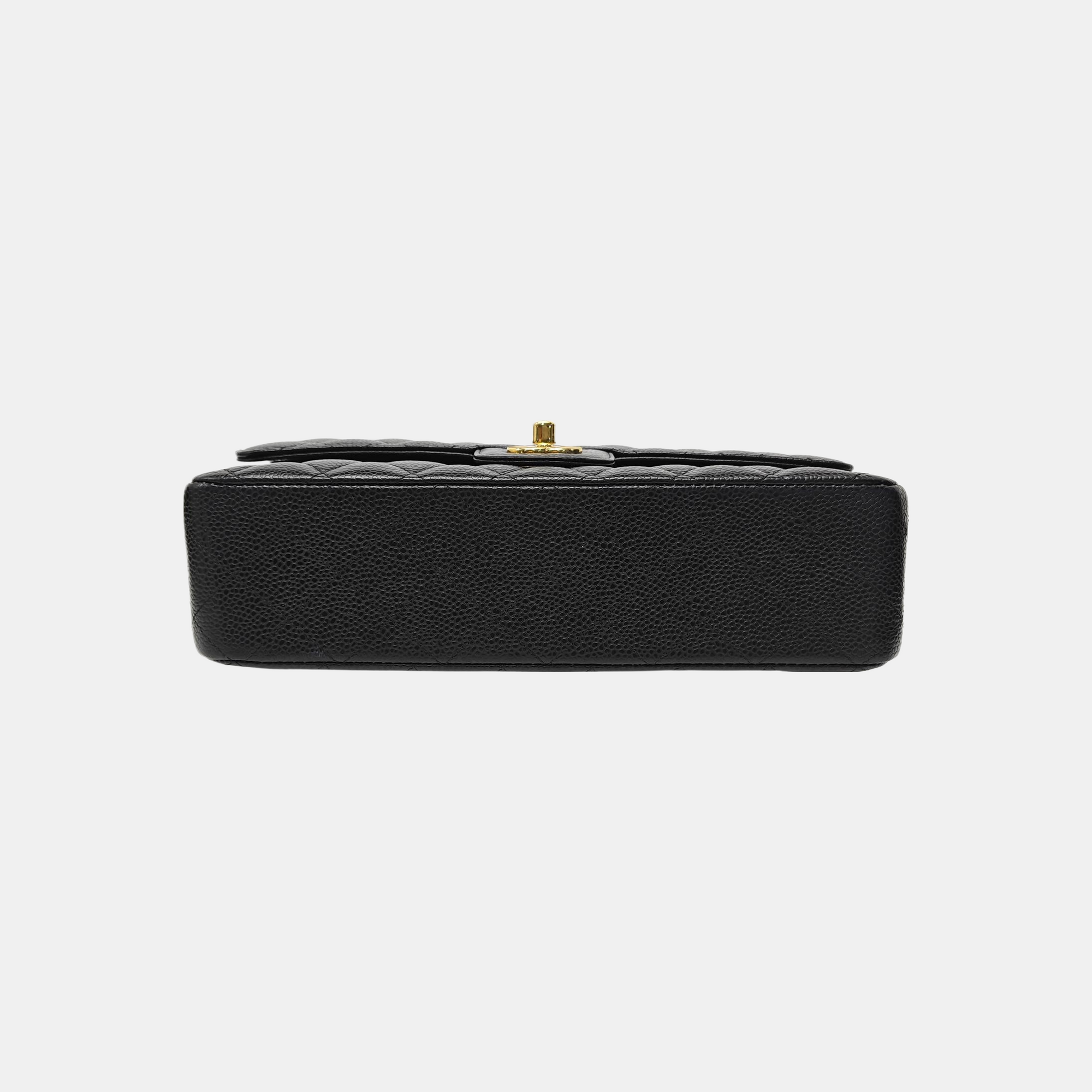 CLASSIC FLAP Medium Quilted Grained Calfskin Black