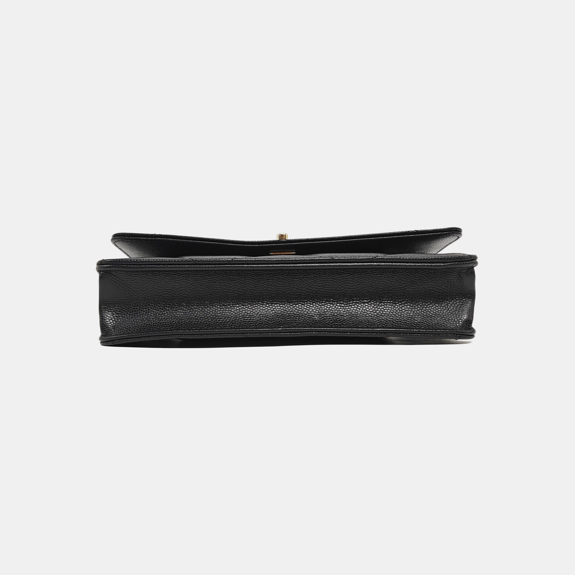 Quilted Grained Calfskin Shoulder Bag Black