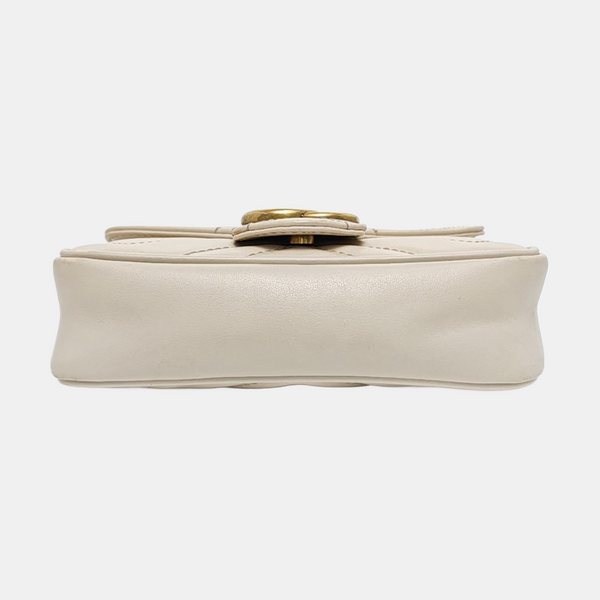GG Marmont Mini Quilted Calfskin White