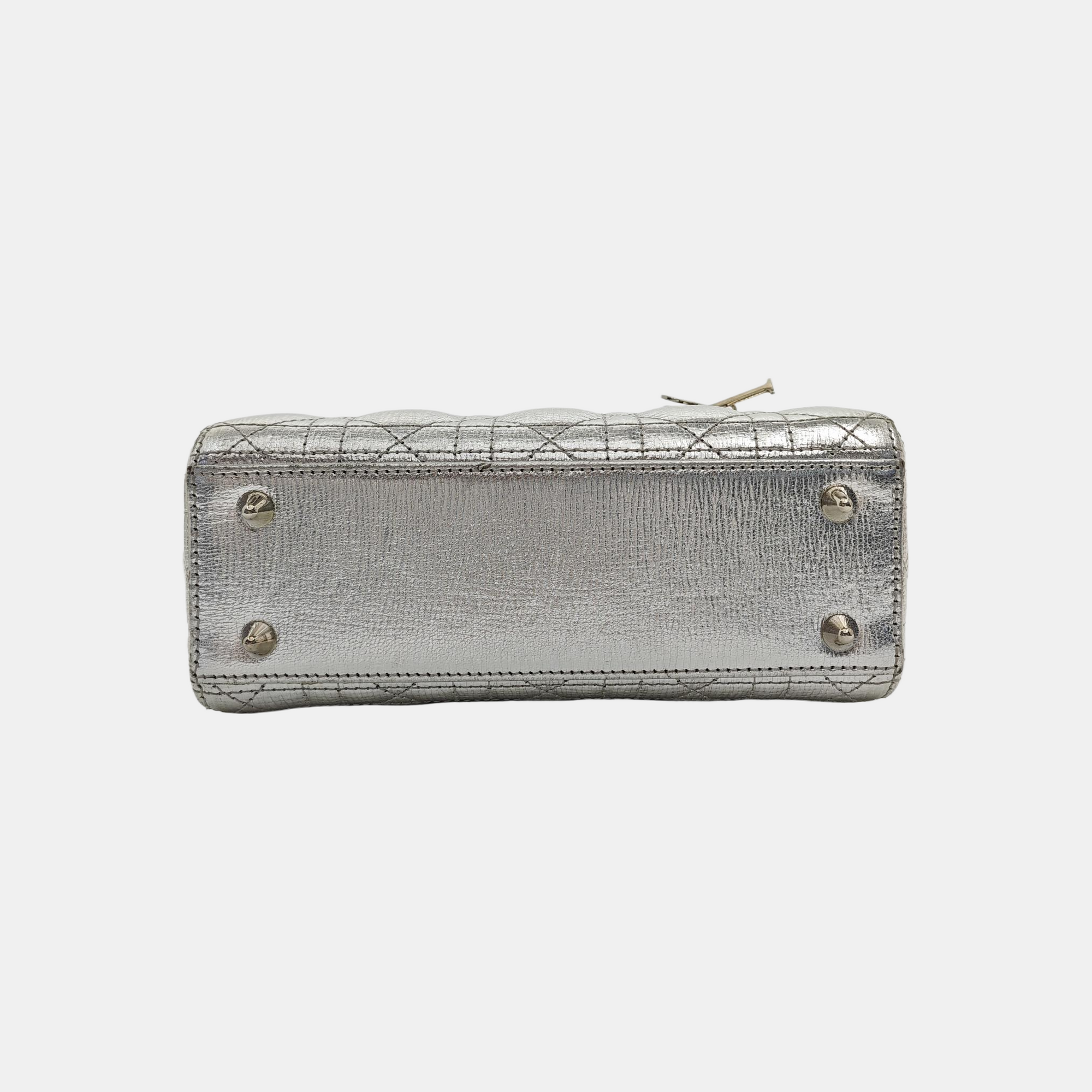 Lady Dior Small Cannage Calfskin Silver