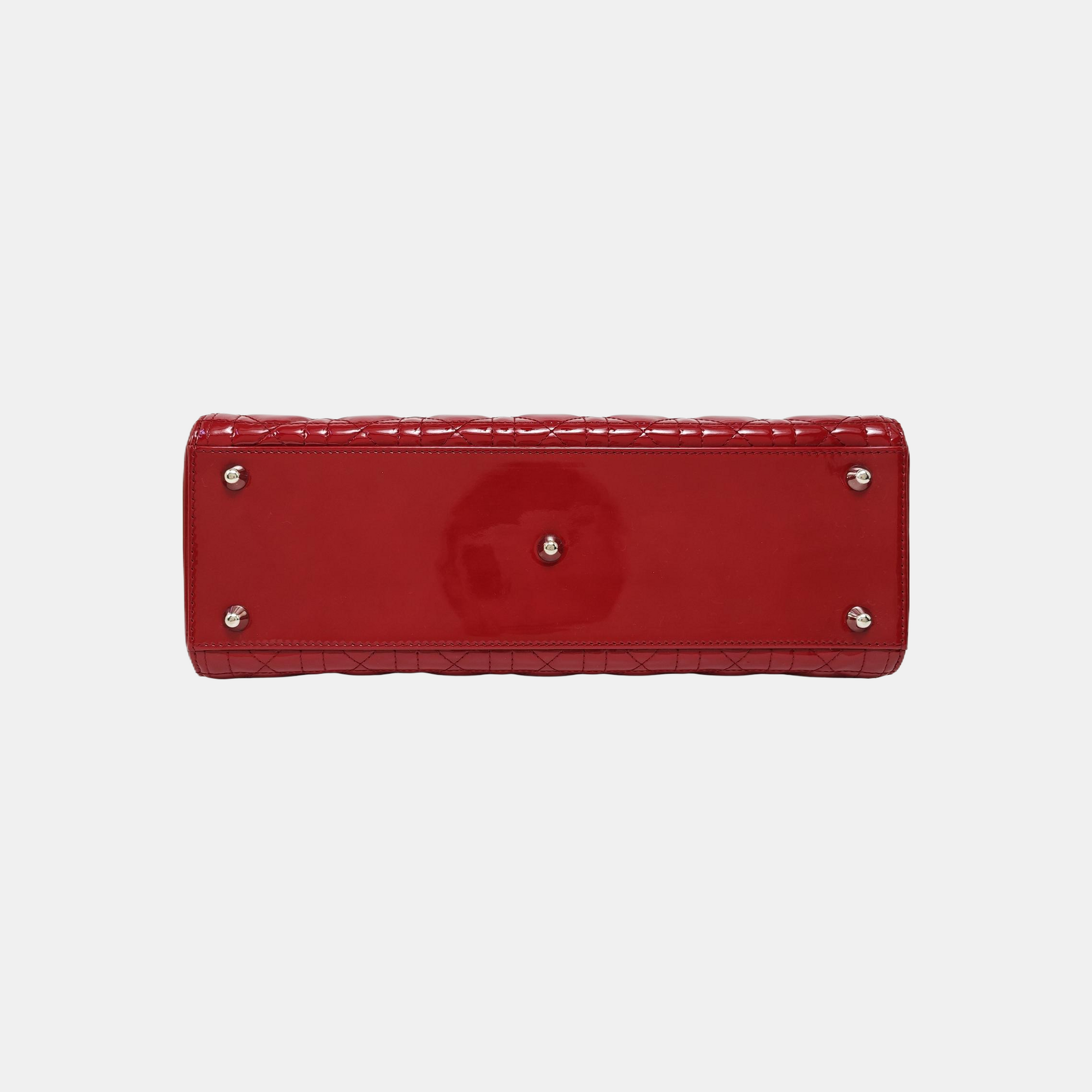 Lady Dior Large Cannage Patent Leather Red