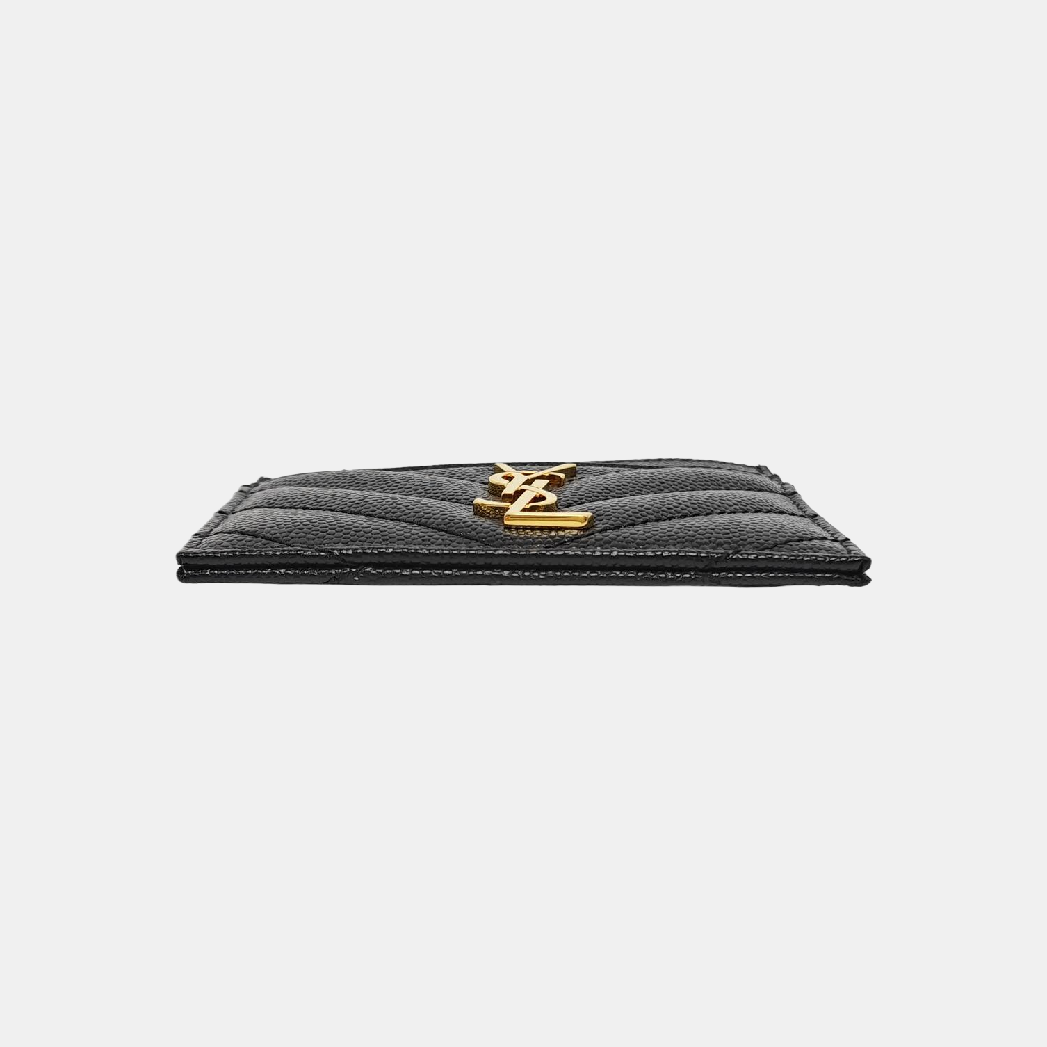 MONOGRAM Chevron Calfskin Black Card Holder