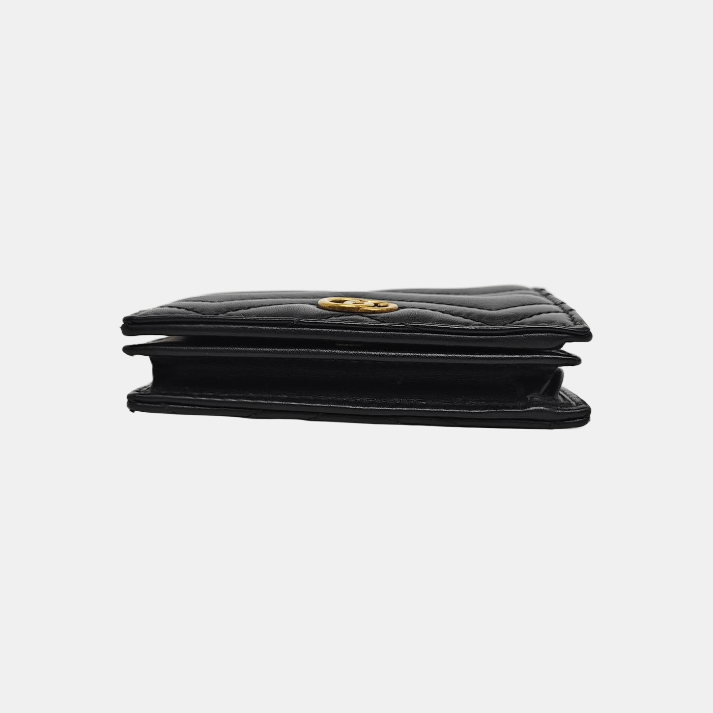 GG Marmont Mini Quilted Calfskin Black Card Holder