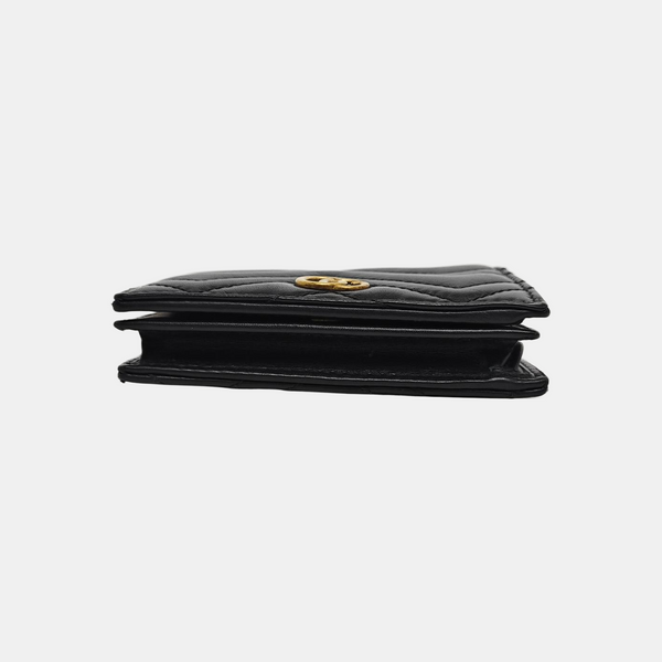 GG Marmont Mini Quilted Calfskin Black Card Holder