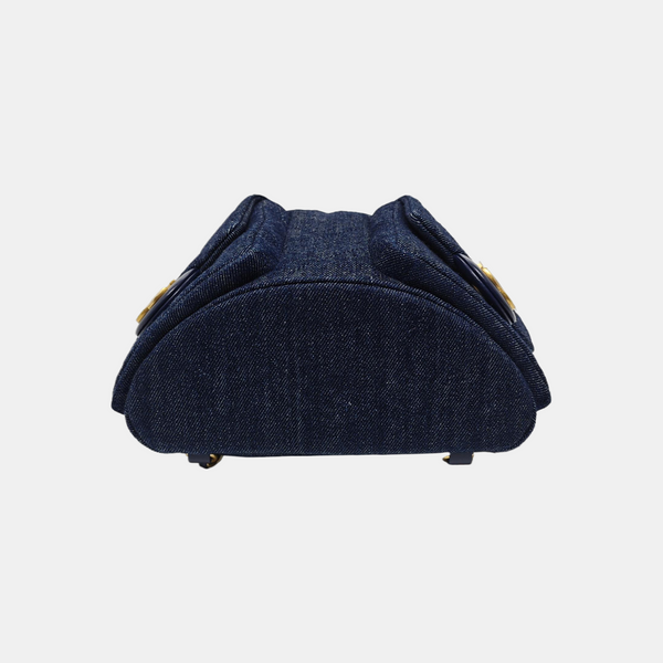 Quilted Denim Backpack Blue