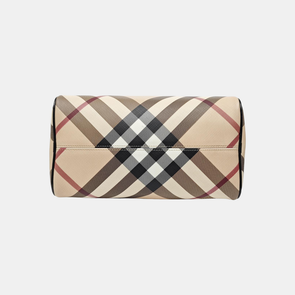 Coated Canvas Top Handle Bag Beige