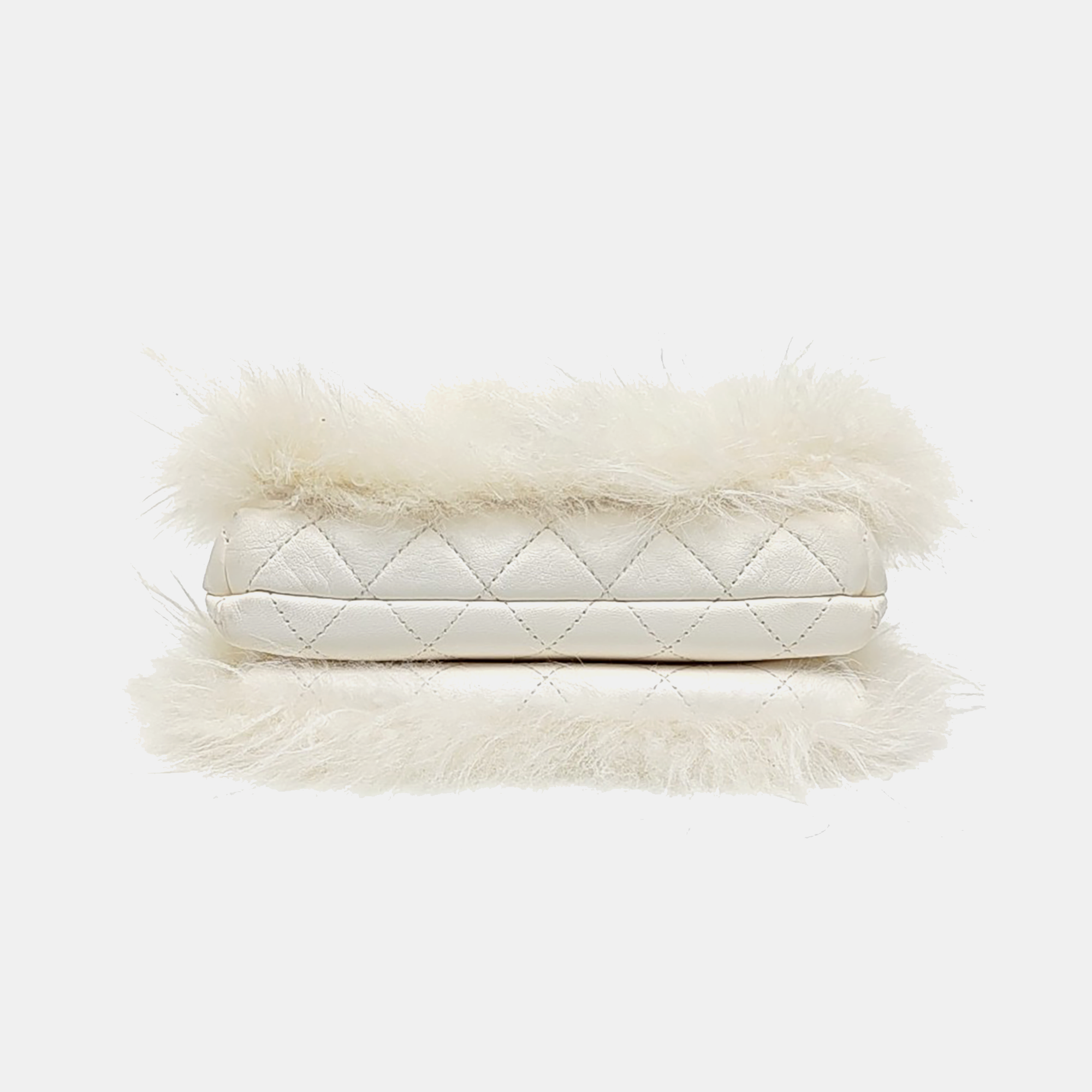 CLASSIC FLAP Mini Quilted Fabric White