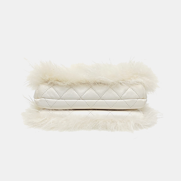 CLASSIC FLAP Mini Quilted Fabric White