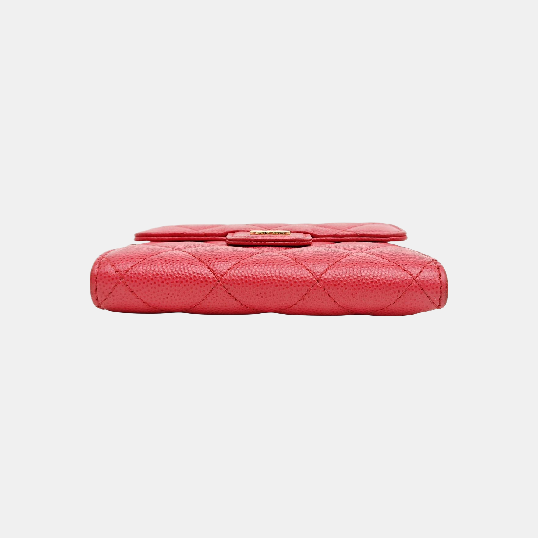 Quilted Grained Calfskin Wallet Small Red