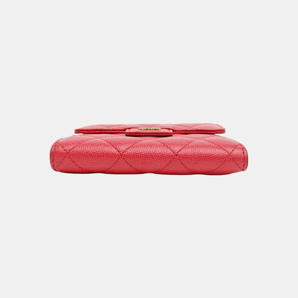 Quilted Grained Calfskin Wallet Small Red