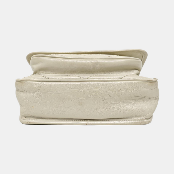 NIKI Small Chevron Calfskin White