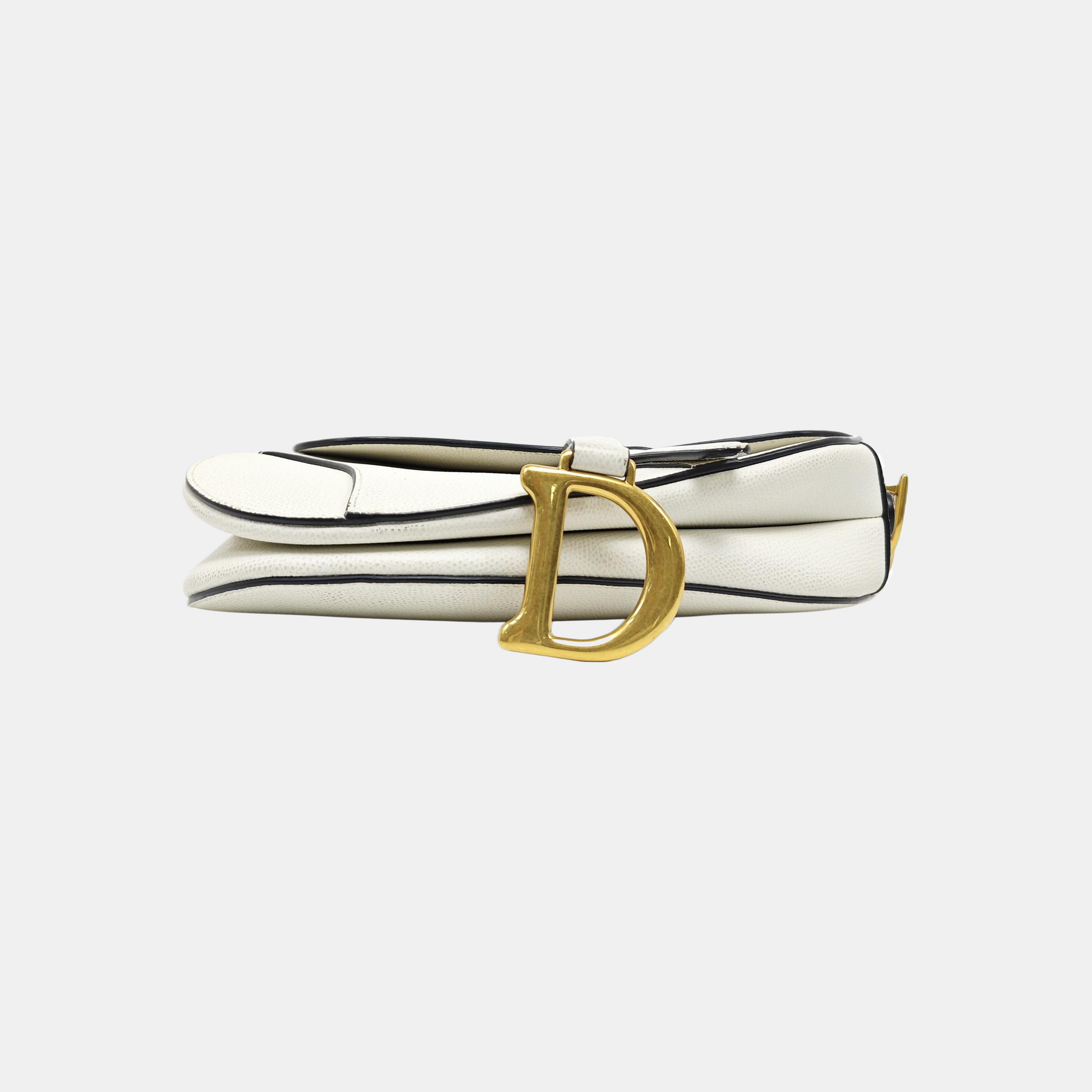 Saddle Medium Calfskin White