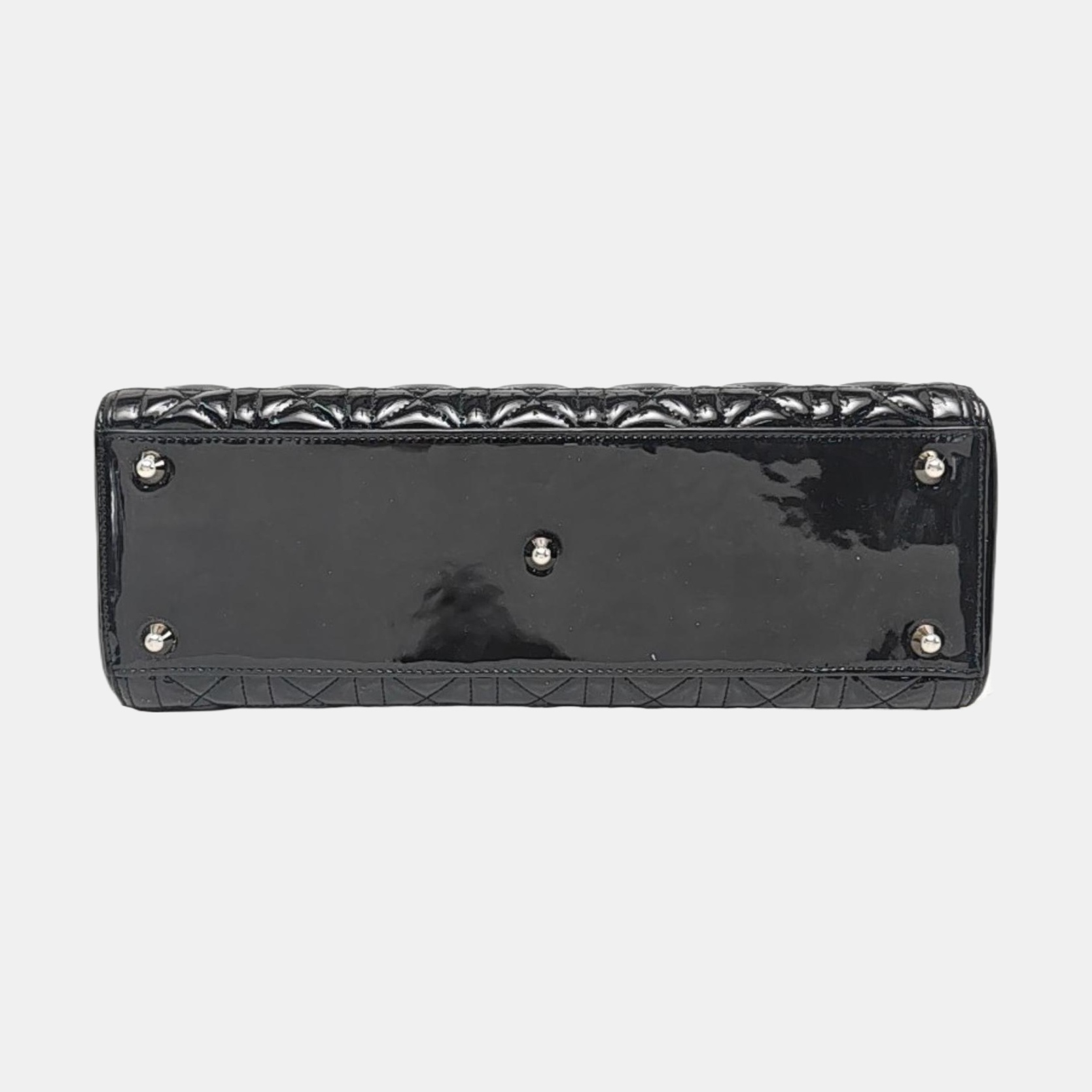 Lady Dior Large Cannage Patent Leather Black