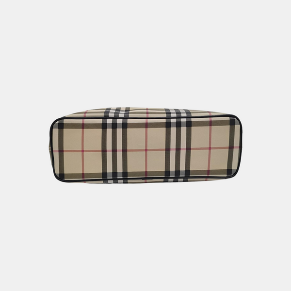 Coated Canvas Top Handle Bag Beige