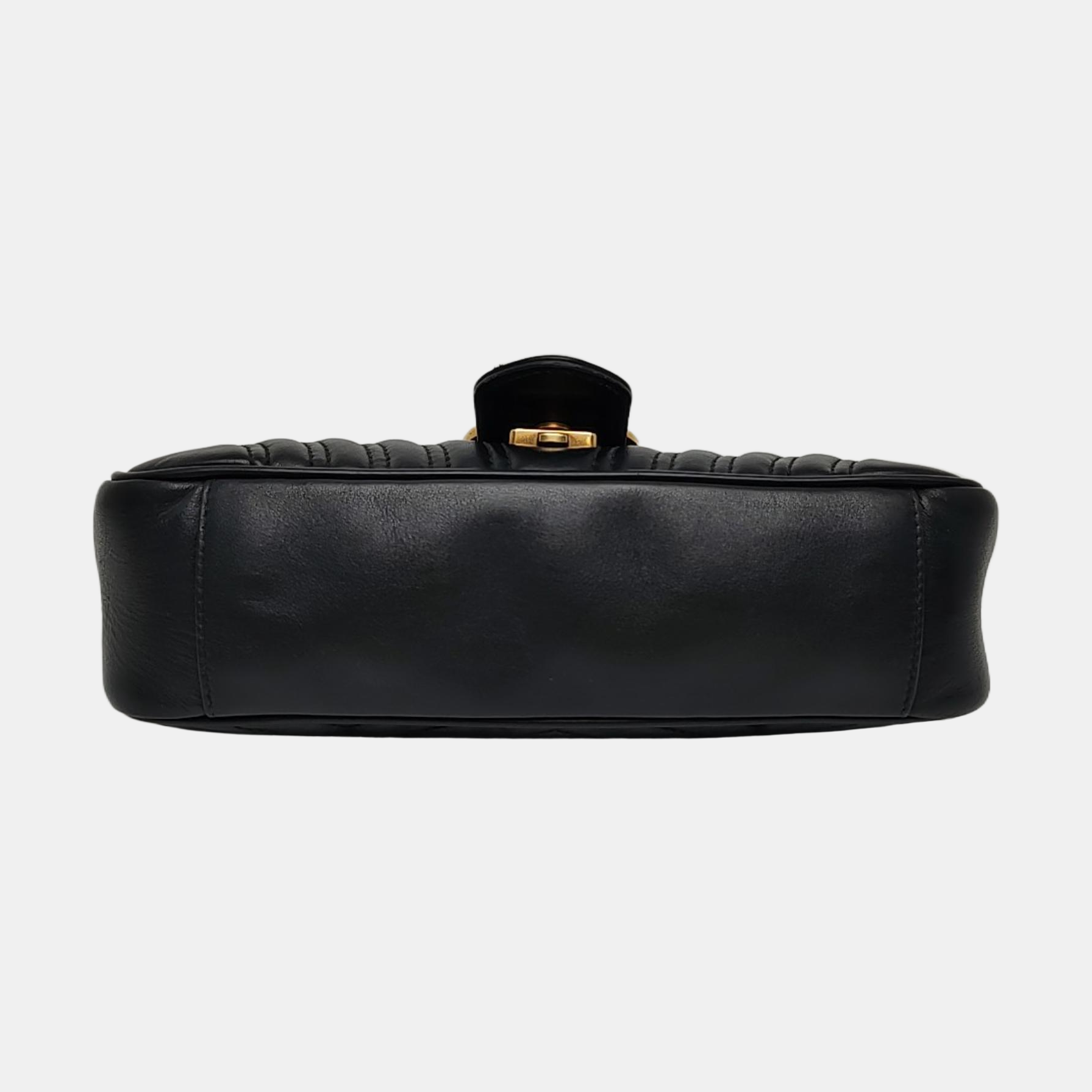GG Marmont Medium Quilted Calfskin Black