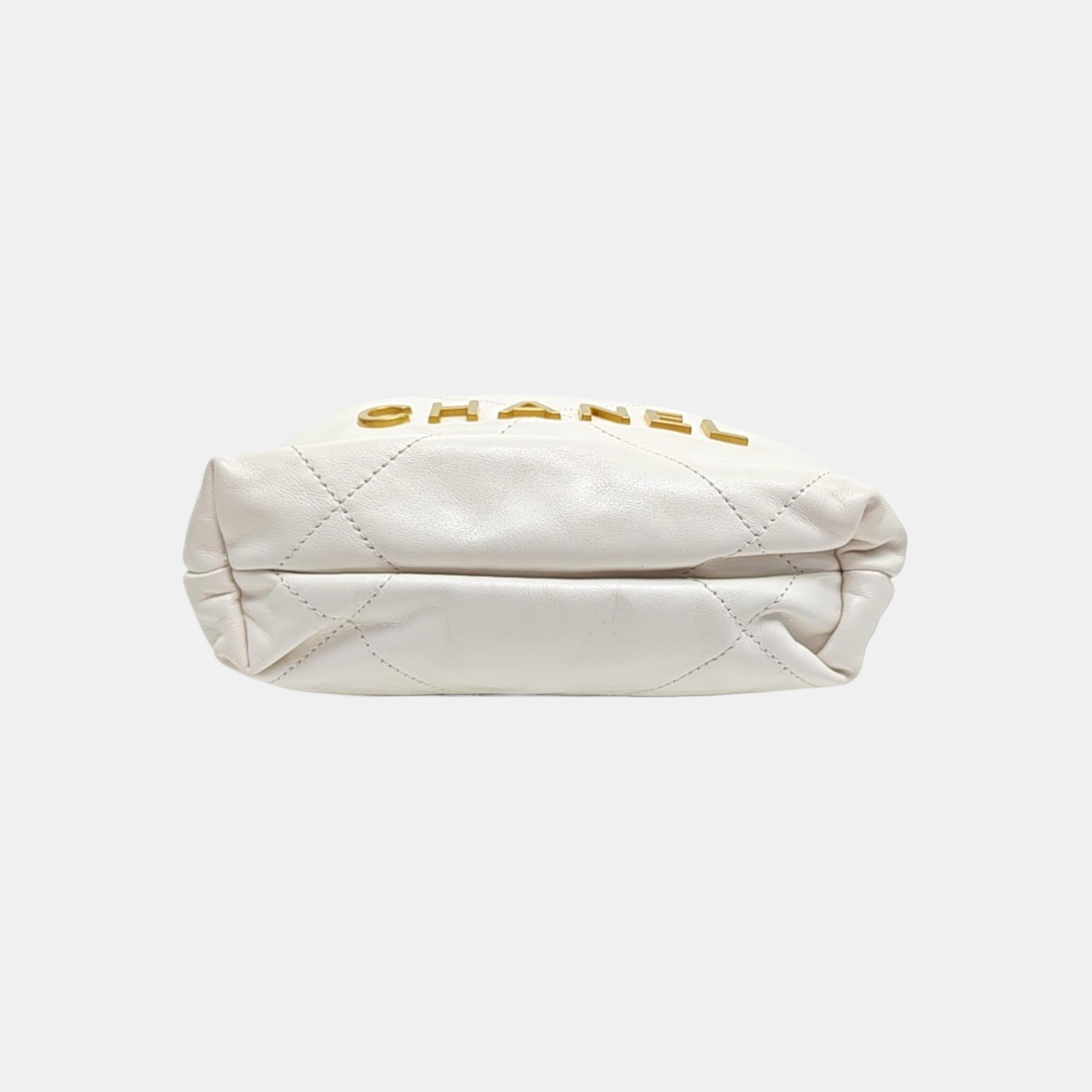 CHANEL 22 Mini Quilted Calfskin White