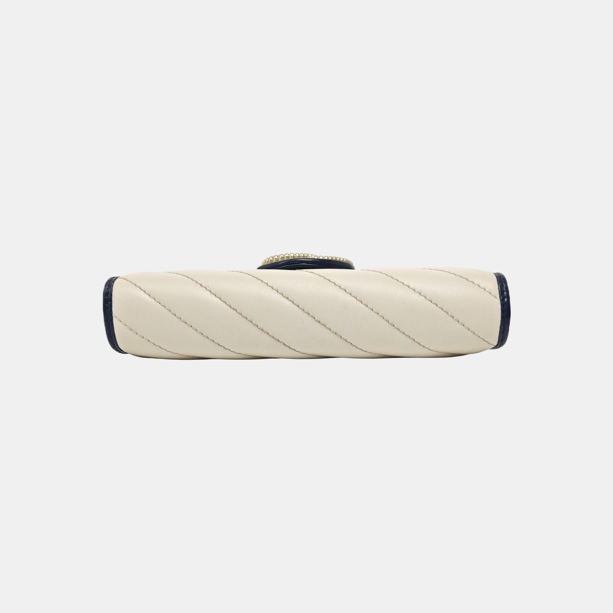 GG Marmont Mini Quilted Calfskin White