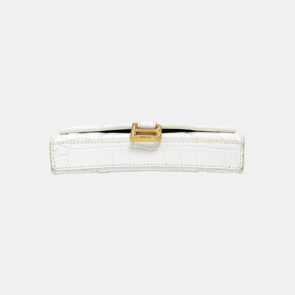 Hourglass Wallet On Chain Mini Calfskin White