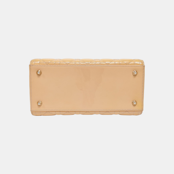 Lady Dior Medium Cannage Patent Leather Beige
