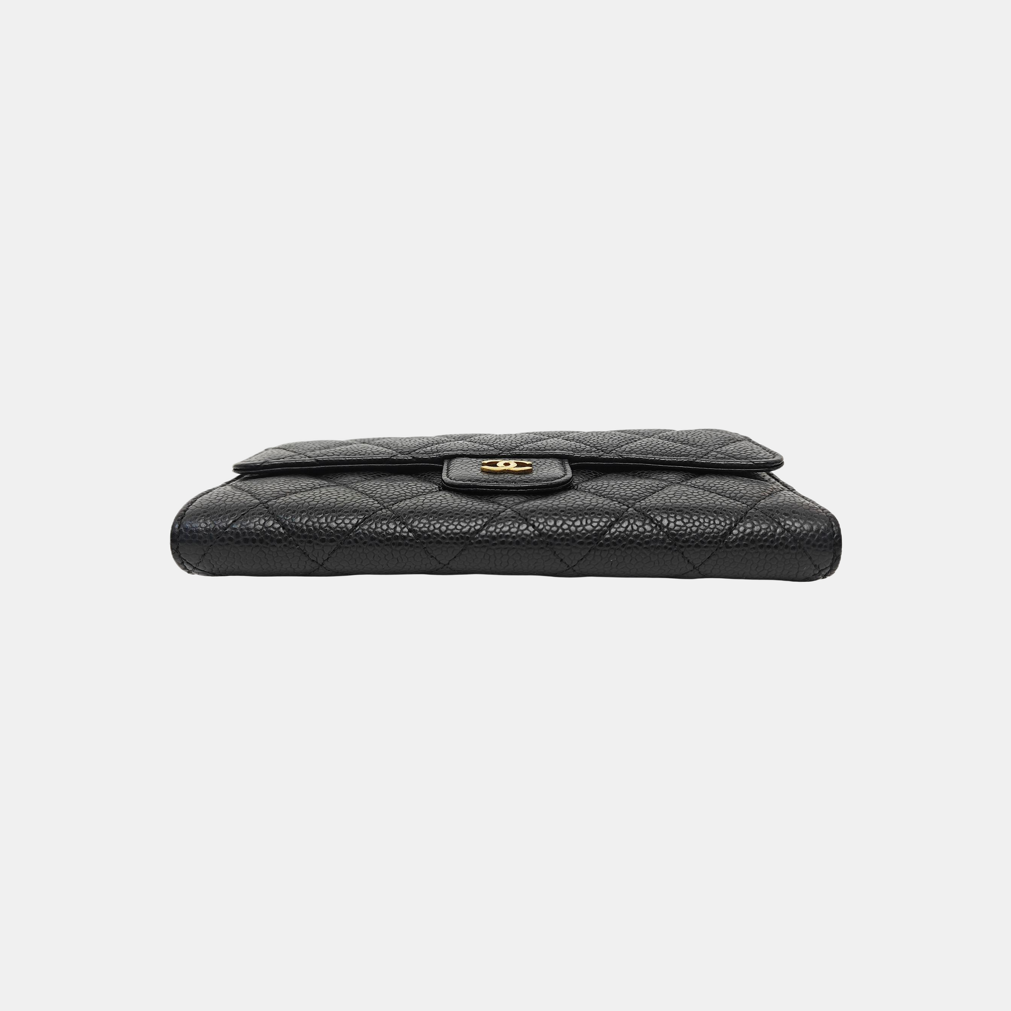 CLASSIC FLAP Mini Quilted Grained Calfskin Black Wallet