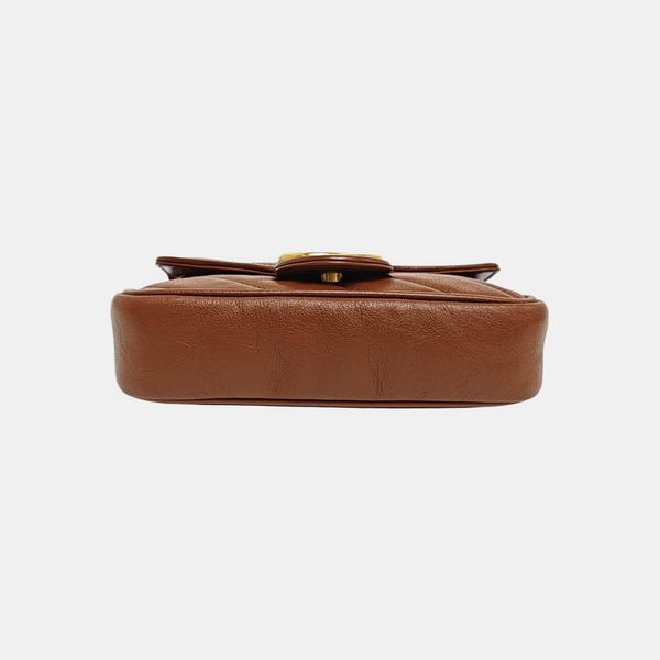 GG Marmont Mini Quilted Calfskin Brown