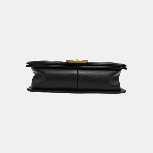 BOY CHANEL Medium Quilted Calfskin Black